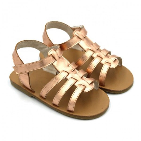 Summer Children Solid Color Hard Sole Genuine Leather Kid Sandals 