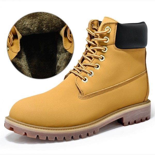 Martin boots men's high top in winter to help men in the yellow overalls casual casual cotton and snow boots tide