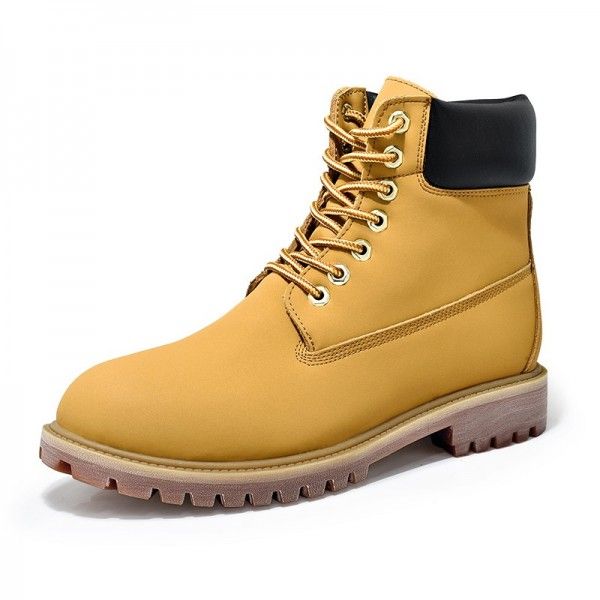 Martin boots men's high top in winter to help men in the yellow overalls casual casual cotton and snow boots tide