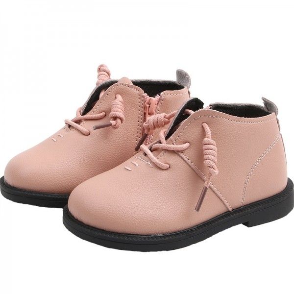 Autumn 2020 new line of children's leather Martin boots girls temperament fashion soft leather boy ankle boots wholesale