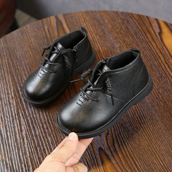 Autumn 2020 new line of children's leather Martin boots girls temperament fashion soft leather boy ankle boots wholesale