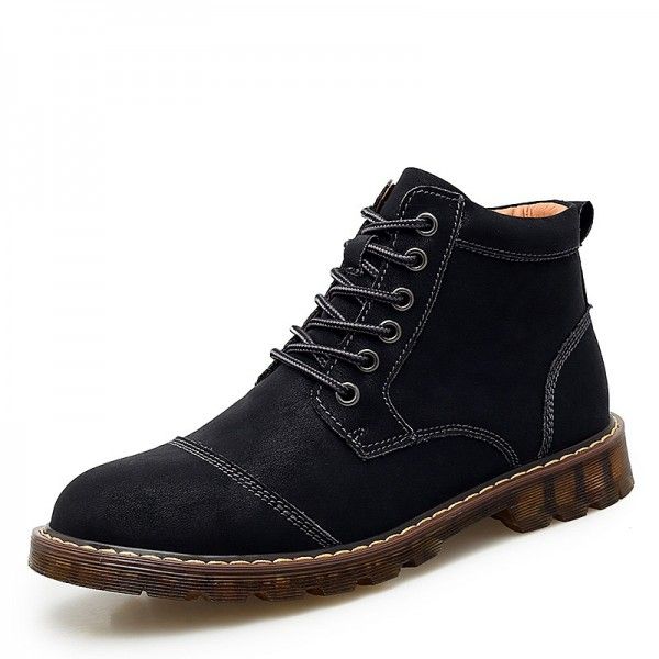 British Martin boots men casual men's cotton-padded shoes fashion new autumn and winter leather high gang outfit plus velvet snow boots
