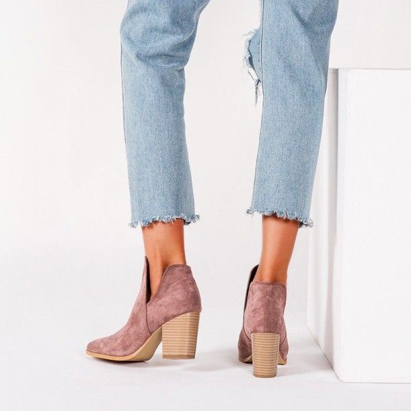 Goods foreign trade Europe and the United States fashion boots women 2019 new fashion short barrel thick heel high solid color sleeve ankle boots women