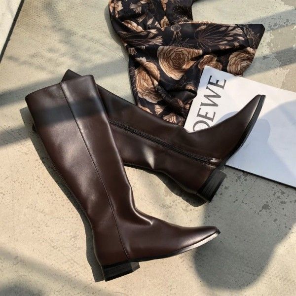 Dapaishow2019 new autumn winter south Korean proprietress with a straight boot thick heel knight thin boots woman