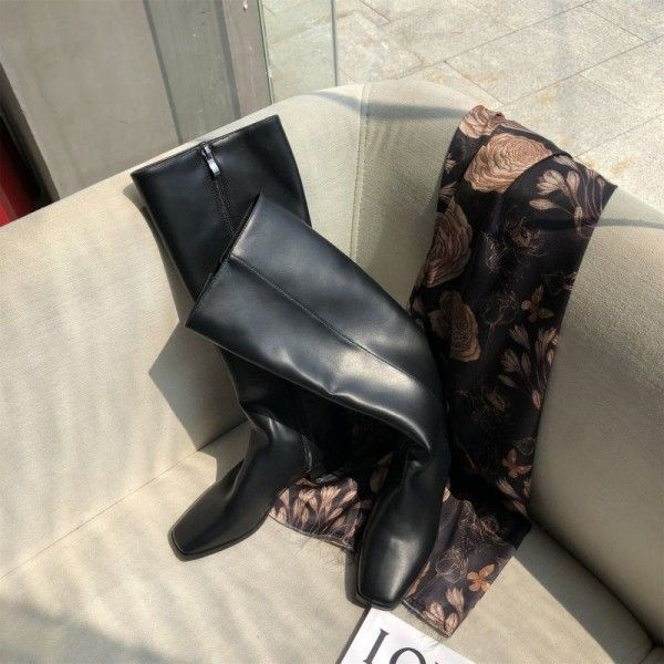 Dapaishow2019 new autumn winter south Korean proprietress with a straight boot thick heel knight thin boots woman