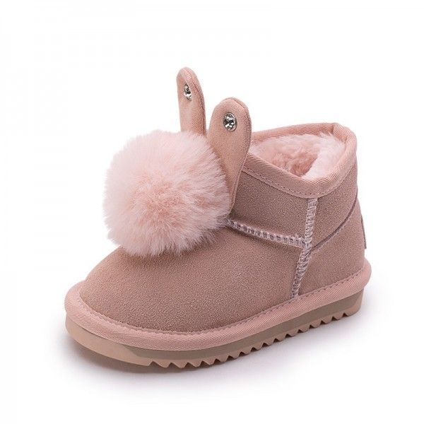 The new 2019 princess ankle boots are designed for babyfeet snow shoes and girl's plush cotton-padded shoes