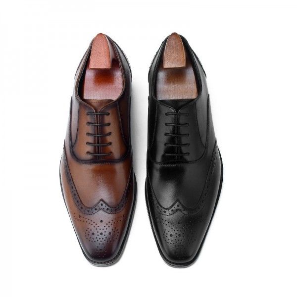 Men's new brock carved leather shoes leather British bovine jin ou version leather shoes square head leather men's shoes