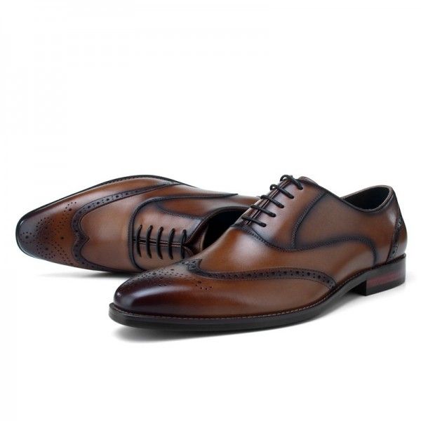Men's new brock carved leather shoes leather Briti...