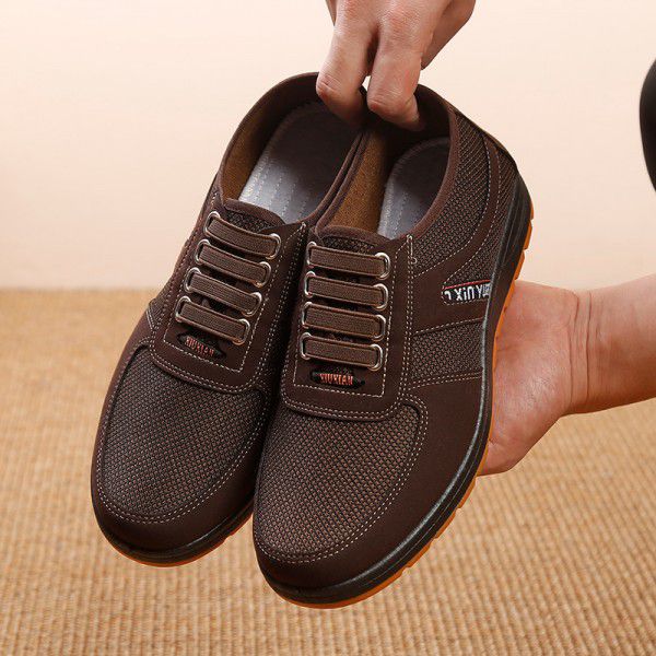 老北京布鞋中老年男士爸爸布鞋休闲帆布鞋舒适一脚蹬牛筋底劳保鞋