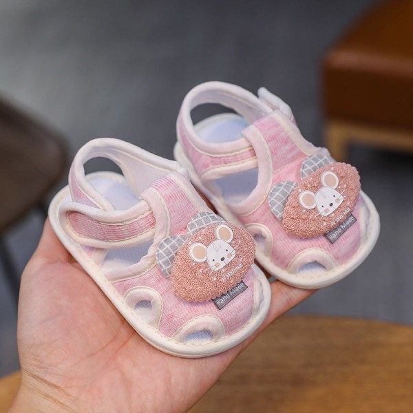 婴儿鞋子夏季0-1岁凉鞋6-12个月男女学步鞋牛筋软底魔术贴步前鞋
