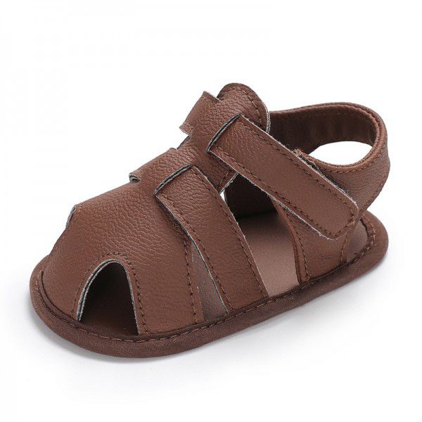 婴儿鞋夏季款男宝宝0-1岁包脚纯色凉鞋学步鞋  一件代发