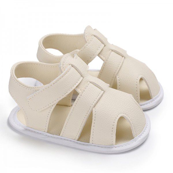 婴儿鞋夏季款男宝宝0-1岁包脚纯色凉鞋学步鞋  一件代发