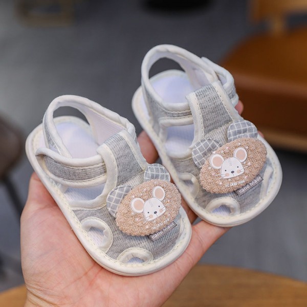 婴儿鞋子夏季0-1岁凉鞋6-12个月男女学步鞋牛筋软底魔术贴步前鞋