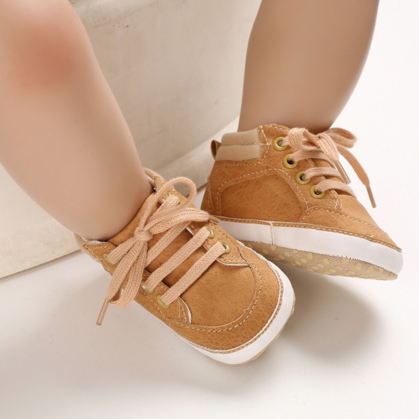 婴儿鞋春秋款0-1岁男宝宝鞋软底休闲鞋PU面系带学步鞋  一件代发