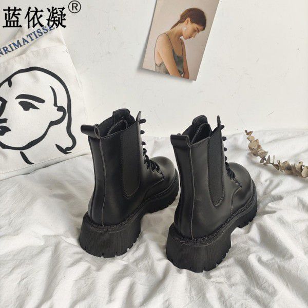 马丁靴夏季女潮ins炸街2022年新款春秋单靴黑色瘦瘦短靴秋季跨境