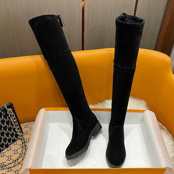 过膝长靴女平底新款高筒靴韩版弹力靴加绒显瘦靴子长筒过膝靴