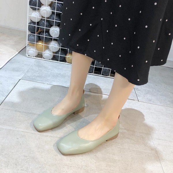 软底小皮鞋豆豆单鞋女2021春夏季新款妈妈鞋低跟休闲鞋一脚蹬女鞋