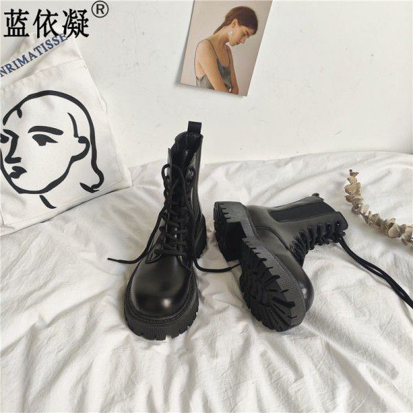 马丁靴夏季女潮ins炸街2022年新款春秋单靴黑色瘦瘦短靴秋季跨境