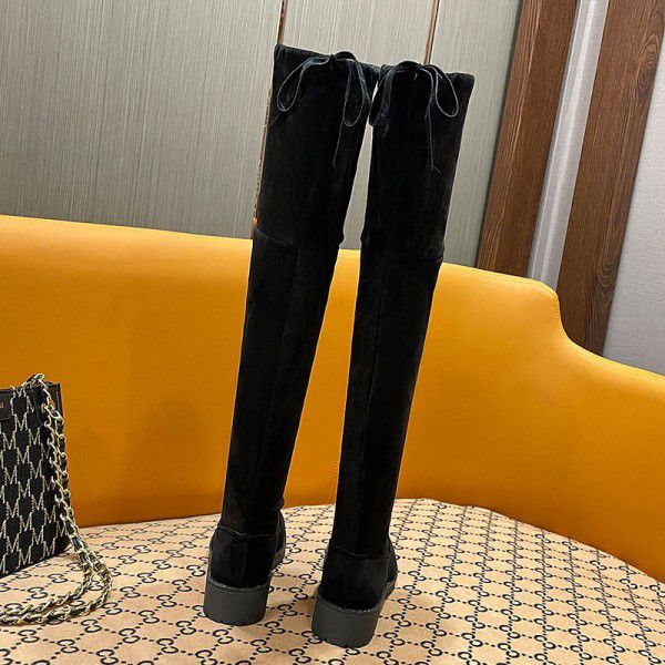过膝长靴女平底新款高筒靴韩版弹力靴加绒显瘦靴子长筒过膝靴
