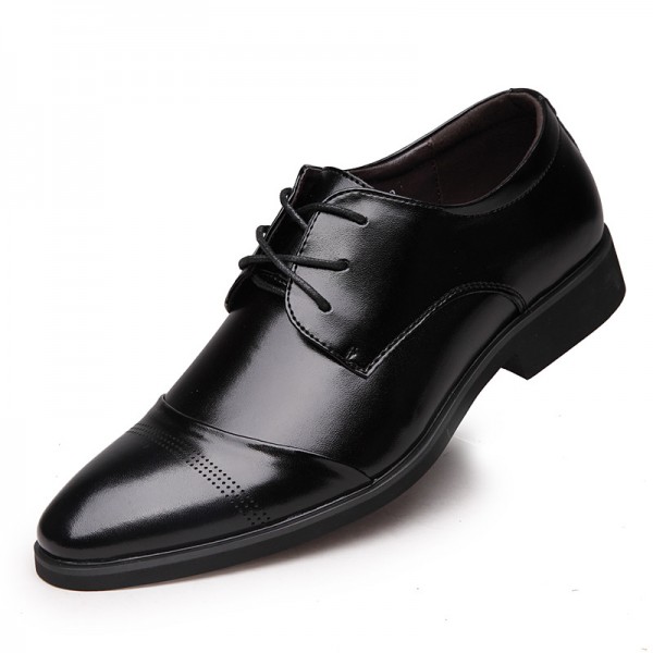 一件代发 商务休闲男士皮鞋 尖头系带男单鞋 亚马逊 wish LAZADA