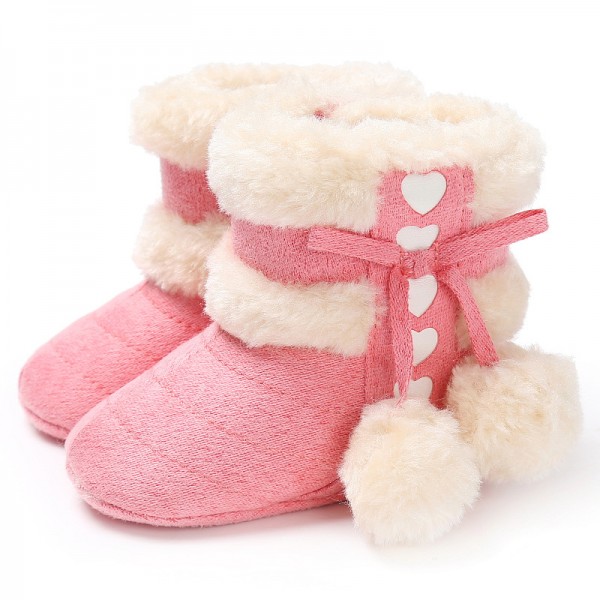 0-1岁儿童雪地靴冬季麂皮绒保暖加厚女宝宝鞋加绒软底婴儿棉靴