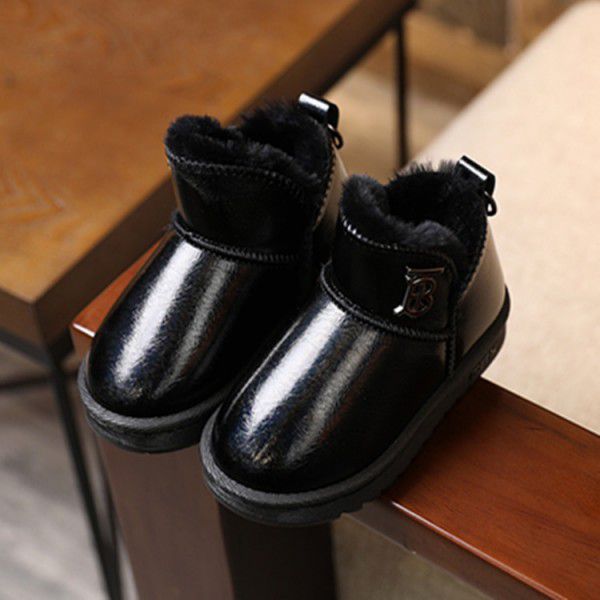 冬季新款韩版小童雪地靴防水儿童保暖棉靴防滑男童女童棉鞋包跟