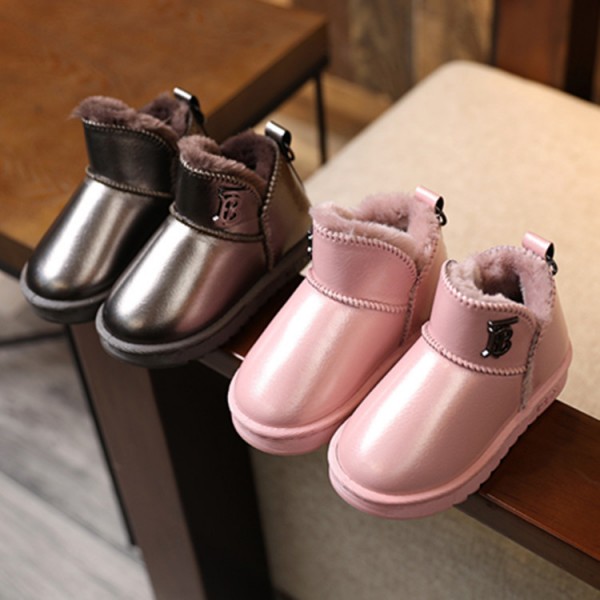 冬季新款韩版小童雪地靴防水儿童保暖棉靴防滑男童女童棉鞋包跟