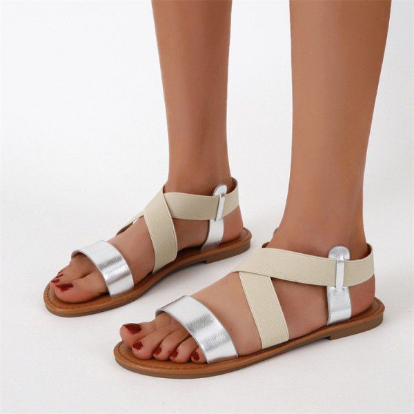 2022跨境夏季新款凉鞋女欧美流行大码轻便平底女式凉鞋sandals